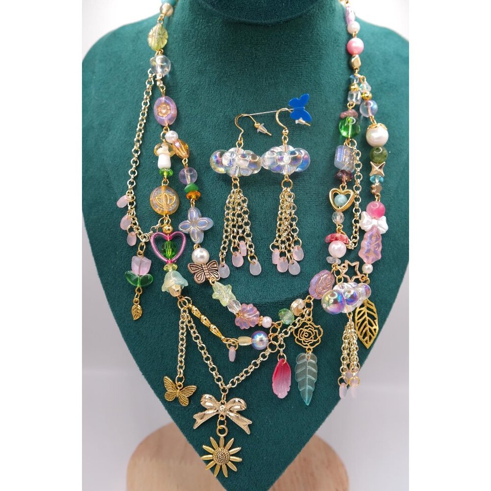 Gold April Showers Fairy Necklace & Earrings Set